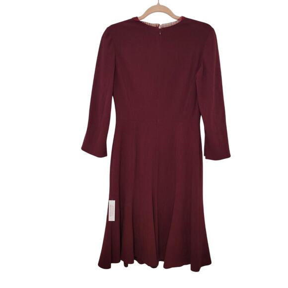 Rumour London Christina Burgundy Fluted Cranberry Dress Size Medium/6 - Picture 4 of 5
